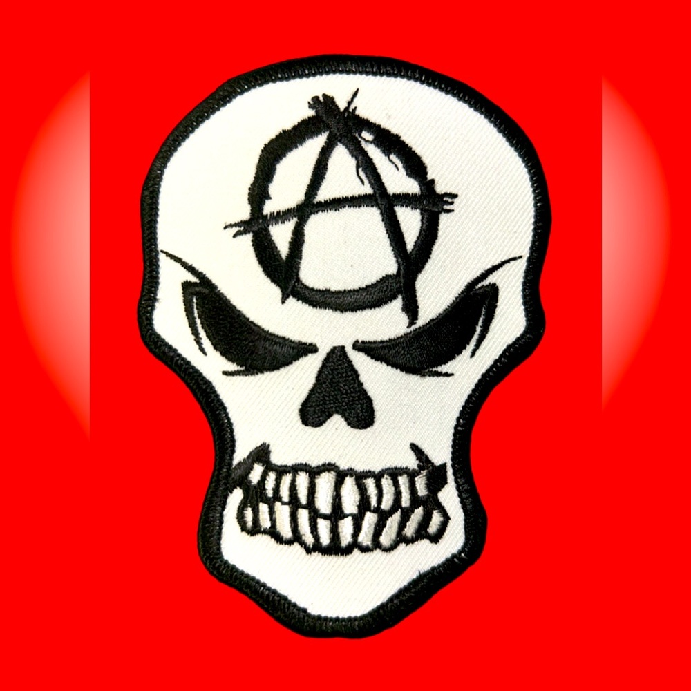 Vintage ANARCHY SKULL PATCH White & Black – 2003 RED ZONE NWOT